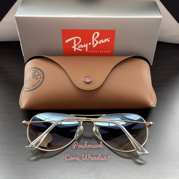 RayBan Aviator Gradient Brown RB3025 Gold Frame 58 / 62 Unisex New - Picture 8 of 16